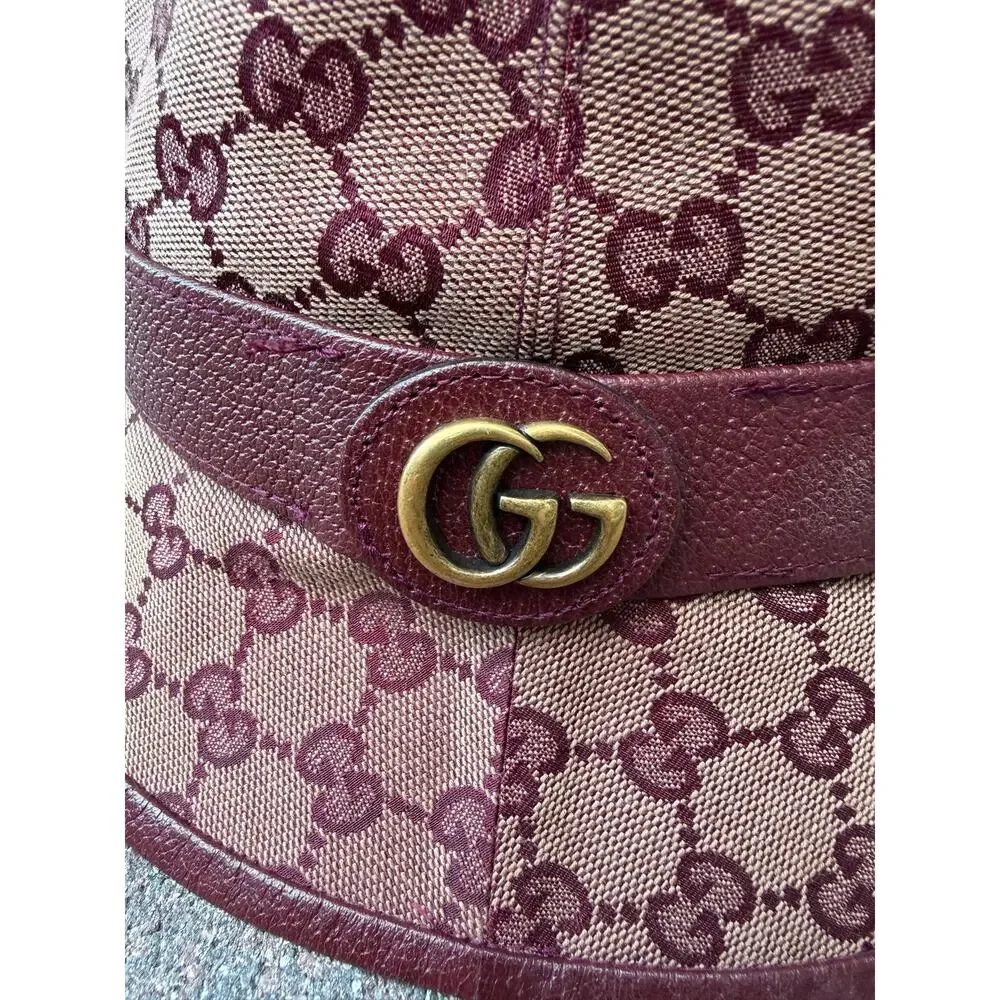 Gucci Burgundy Monogram Bucket Hat (Size L)
